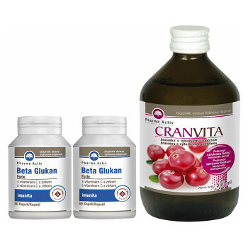 PHARMA ACTIV Beta Glukan Forte 1+1 60 kapslí + Cranvita 500 ml