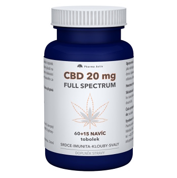 PHARMA ACTIV CBD full spectrum 20 mg 60 + 15 tobolek (CBD a CBG oleje) - Přírodní, Jednosložkové