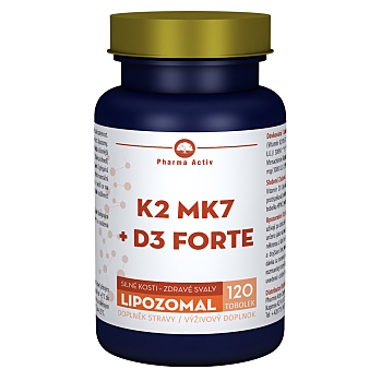 PHARMA ACTIV Lipozomal K2 MK7 + D3 forte 120 tobolek (Vitamín D) - Vícesložkové, Lipozomální