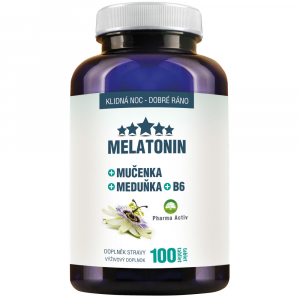 PHARMA ACTIV Melatonin Mučenka Meduňka + B6 100 tablet PHARMA ACTIV Melatonin Mučenka Meduňka + B6 100 tablet