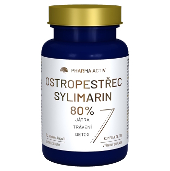 PHARMA ACTIV Ostropestřec Sylimarin 80% 90 tobolek (Detoxikace jater, očista jater)