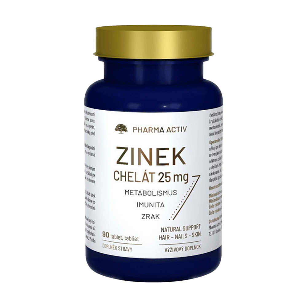 PHARMA ACTIV Zinek chelát 25 mg 90 tablet