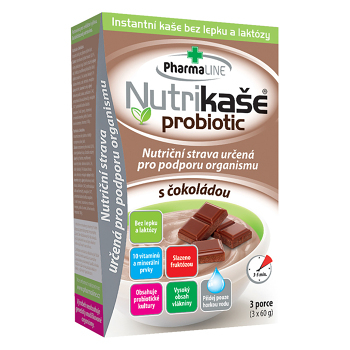 PHARMALINE Nutrikaše probiotic s čokoládou 3 x 60 g (Bezlepkové kaše) - Instantní, Probio, Přírodní