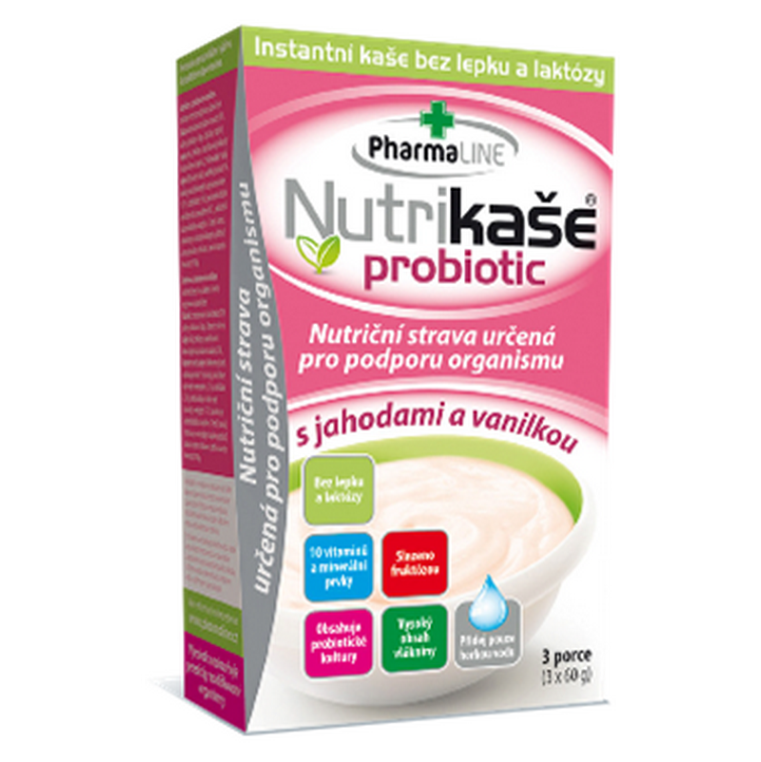 Levně PHARMALINE Nutrikaše probiotic S jahodou a vanilkou 3x60 g