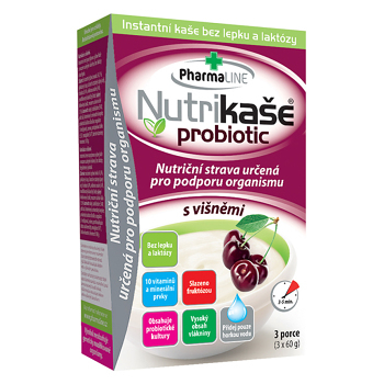 PHARMALINE Nutrikaše probiotic s višněmi 3 x 60 g (Bezlepkové kaše) - Instantní, Lyofilizované, Přírodní