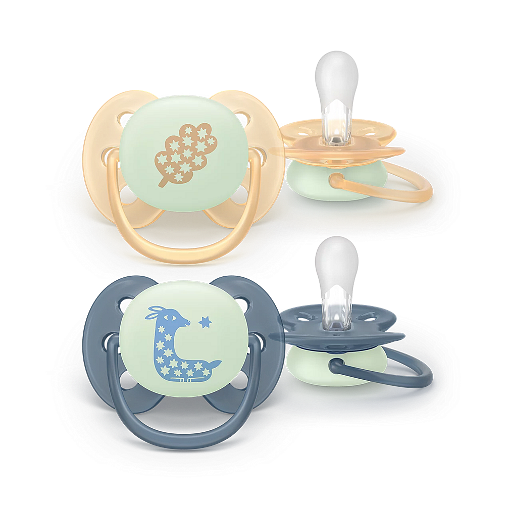 PHILIPS AVENT Dudlík ultrasoft noční 6-18m žlutý a modrý 2 kusy