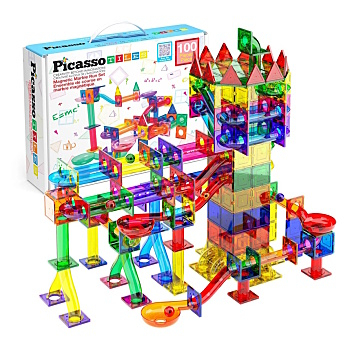 PICASSO TILES Stavebnice marble run 100 kusů (Vkládačky, spojovačky a puzzle) - Skládací