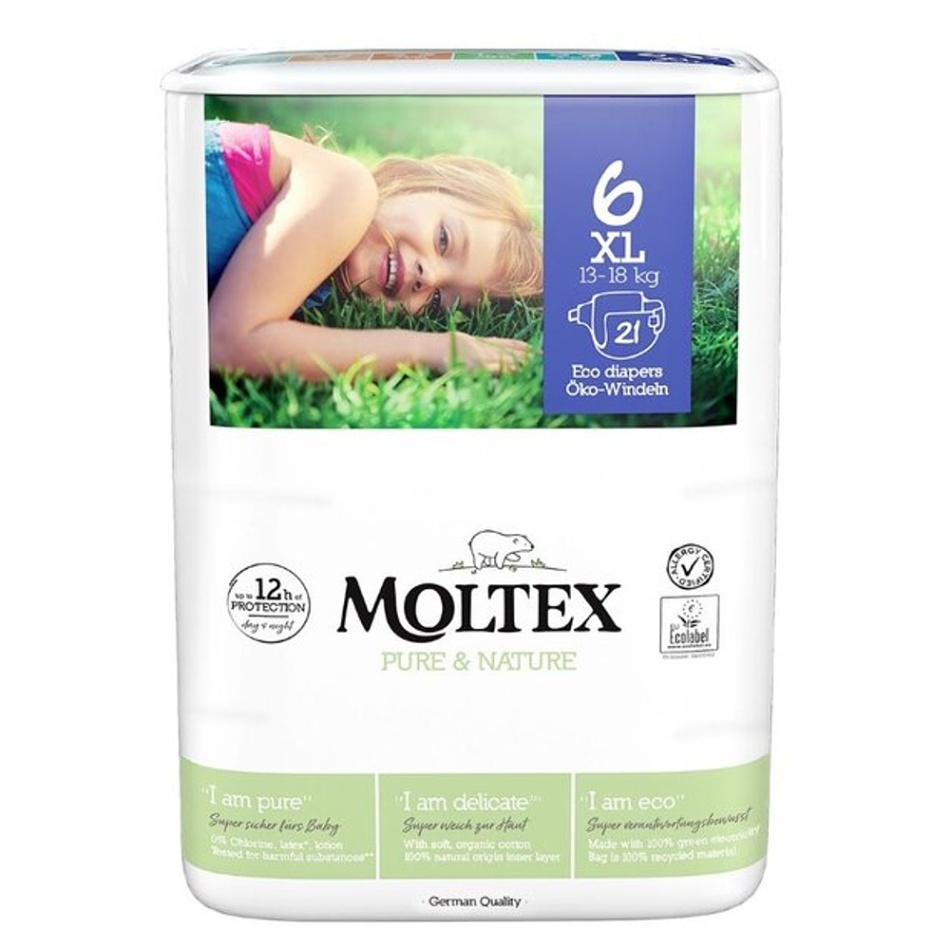 Levně MOLTEX Pure & Nature plenky XL 13-18 kg 21 kusů