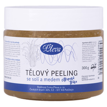 PLEVA Tělový peeling se solí a medem citronová tráva 300 g (Přírodní péče o tělo) - Ošetřující, Přírodní, Zvláčňující