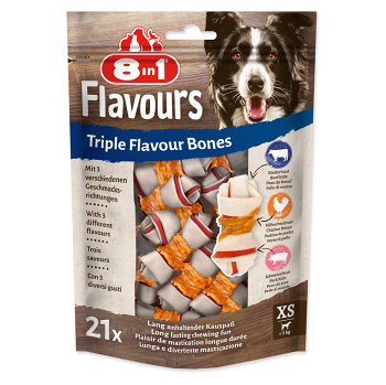 8IN1 Triple Flavour kost žvýkací XS 21 kusů (Dentální pamlsky pro psy)