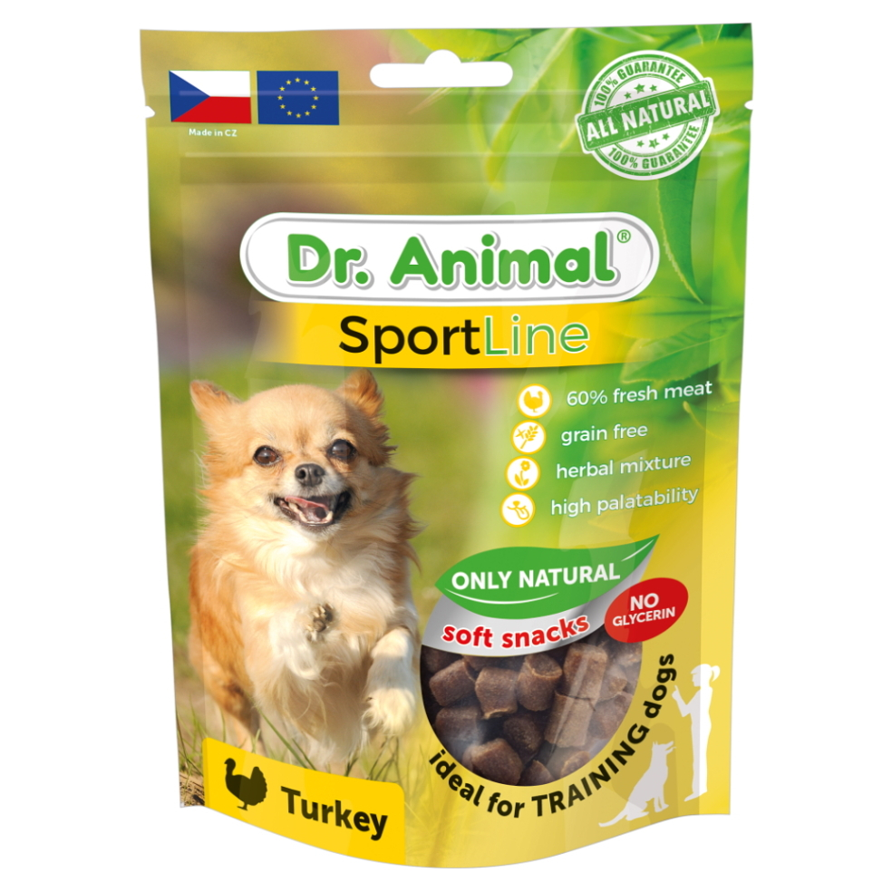 Levně DR. ANIMAL Sportline pochoutka krocan pro psy 100 g