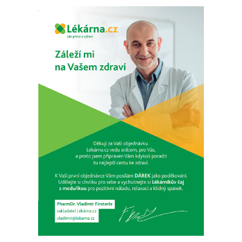 Leták s poděkováním zakladatele Lékárna.cz (Dárek k produktu)