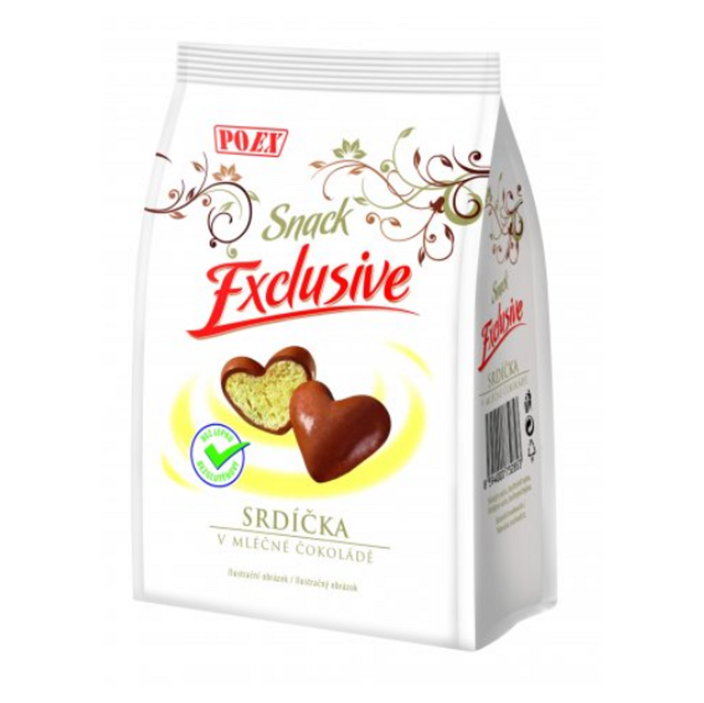 E-shop POEX Exclusive srdíčka v mléčné čokoládě bez lepku 90 g