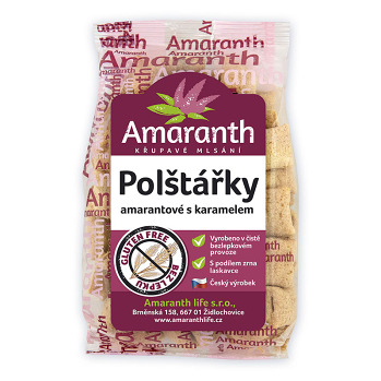 AMARANTH Polštářky amarantové s karamelem 100 g (Bezlepkové křupky a cereálie) - Sladké