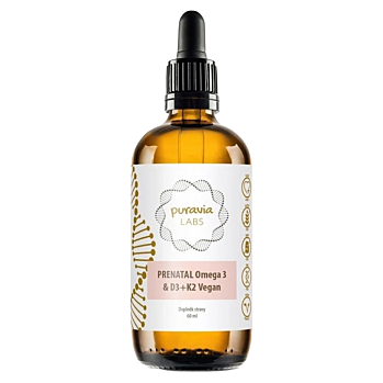 PURAVIA LABS Prenatal omega 3 & D3 + K2 vegan 60 ml (Multivitamíny) - Vícesložkové