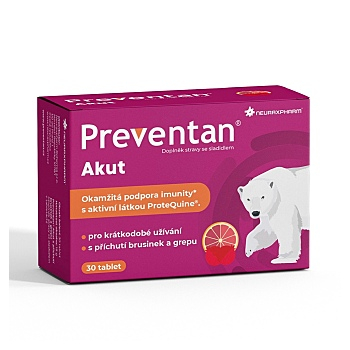 PREVENTAN Akut s příchutí brusinek a grepu 30 tablet (Lyzáty, enzymy, nukleotidy) - Vícesložkové