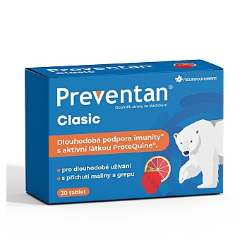 PREVENTAN Clasic s příchutí maliny a grepu 30 tablet (Vitamíny a multivitamíny pro děti) - Vícesložkové