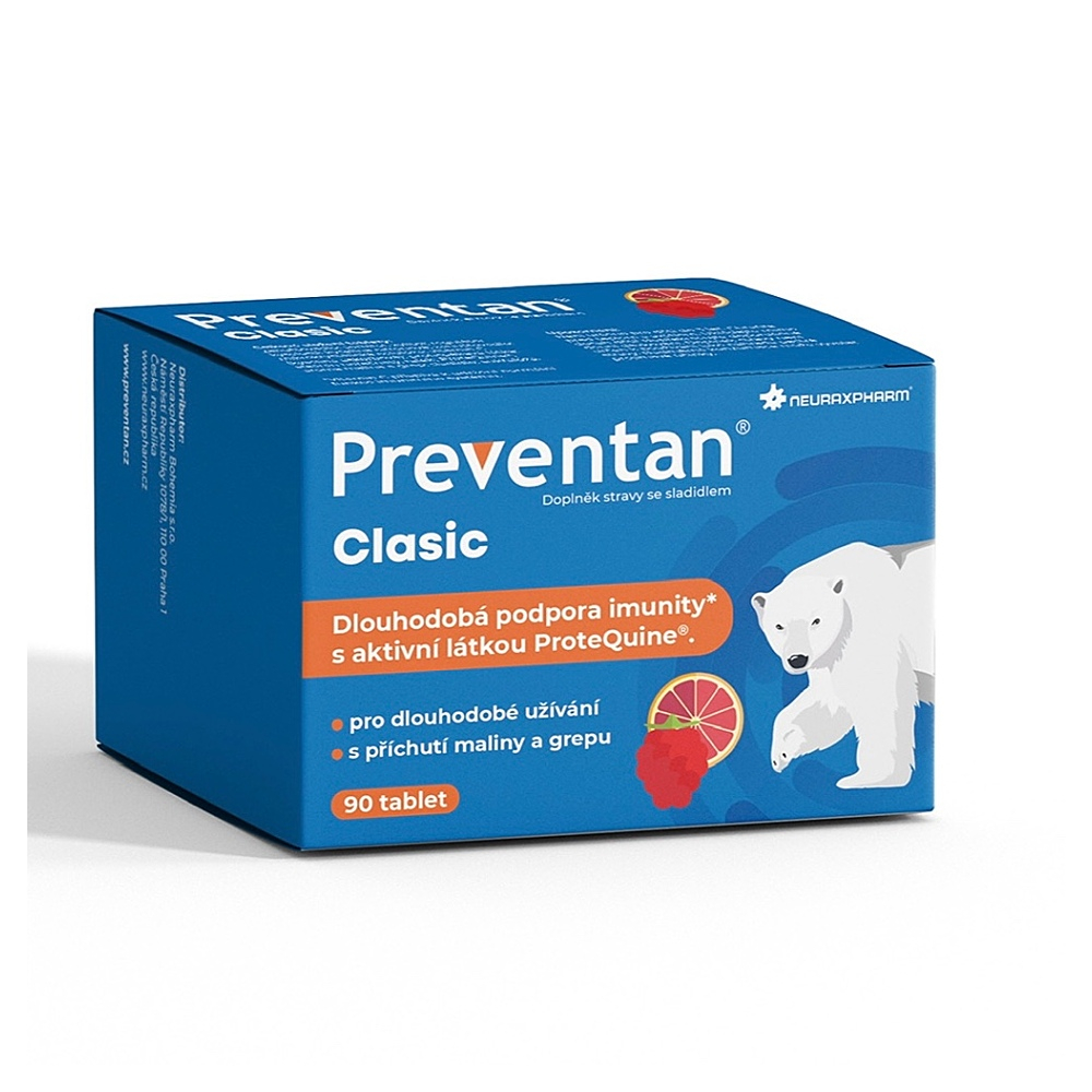 Preventan Clasic s příchutí maliny a grepu tbl.90