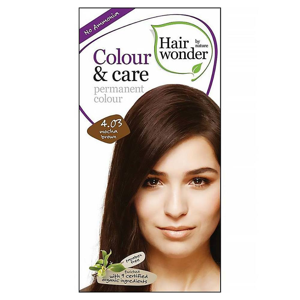 E-shop HAIRWONDER Dlouhotrvající barva na vlasy 4.03 Mocca hnědá BIO 100 ml