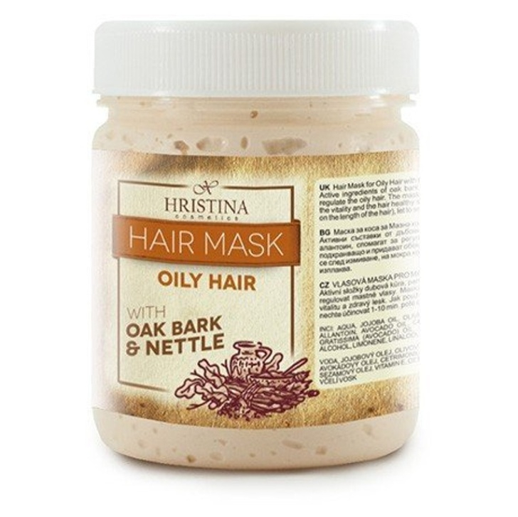 E-shop HRISTINA Přírodní vlasová maska pro mastné vlasy z dubové kůry 200 ml