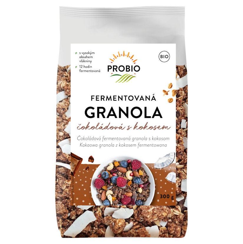 E-shop PROBIO Műsli křupavé granola fermentovaná čokoládová s kokosem BIO 300 g