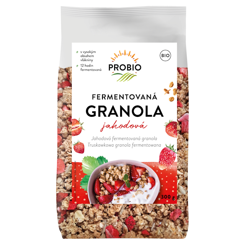 E-shop PROBIO Műsli křupavé granola fermentovaná jahodová BIO 300 g