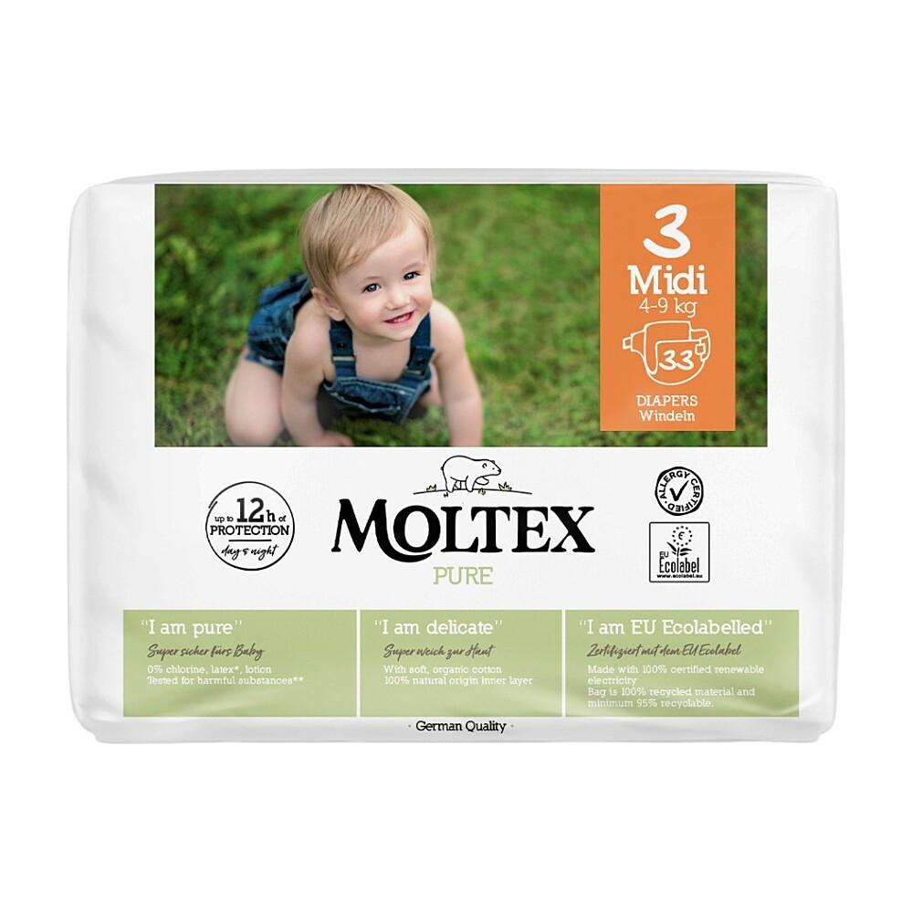 MOLTEX Plenky 3 pure midi 4-9 kg 33 kusů