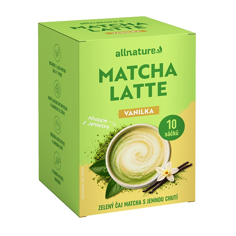 Allnature Matcha latte vanilka 10x17 g