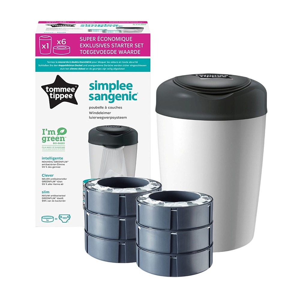 TOMMEE TIPPEE Simplee koš na pleny a náhradní kazety 6 kusů