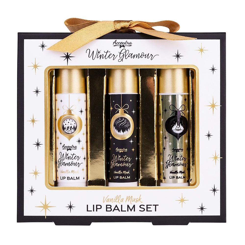 ACCENTRA Winter glamour set péče o rty vanilka a pižmo 3 x 4 g