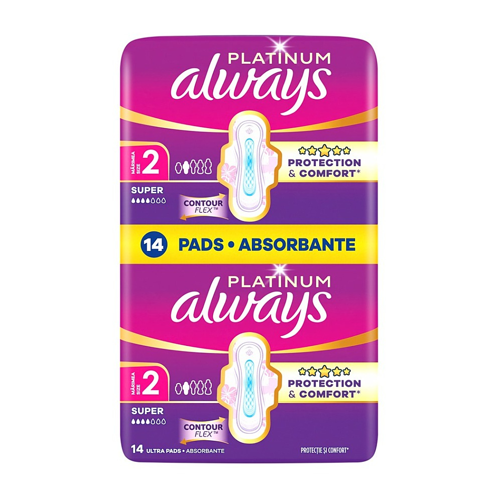 ALWAYS Platinum Long Plus vel. Hygienické vložky s křidélky 14 ks