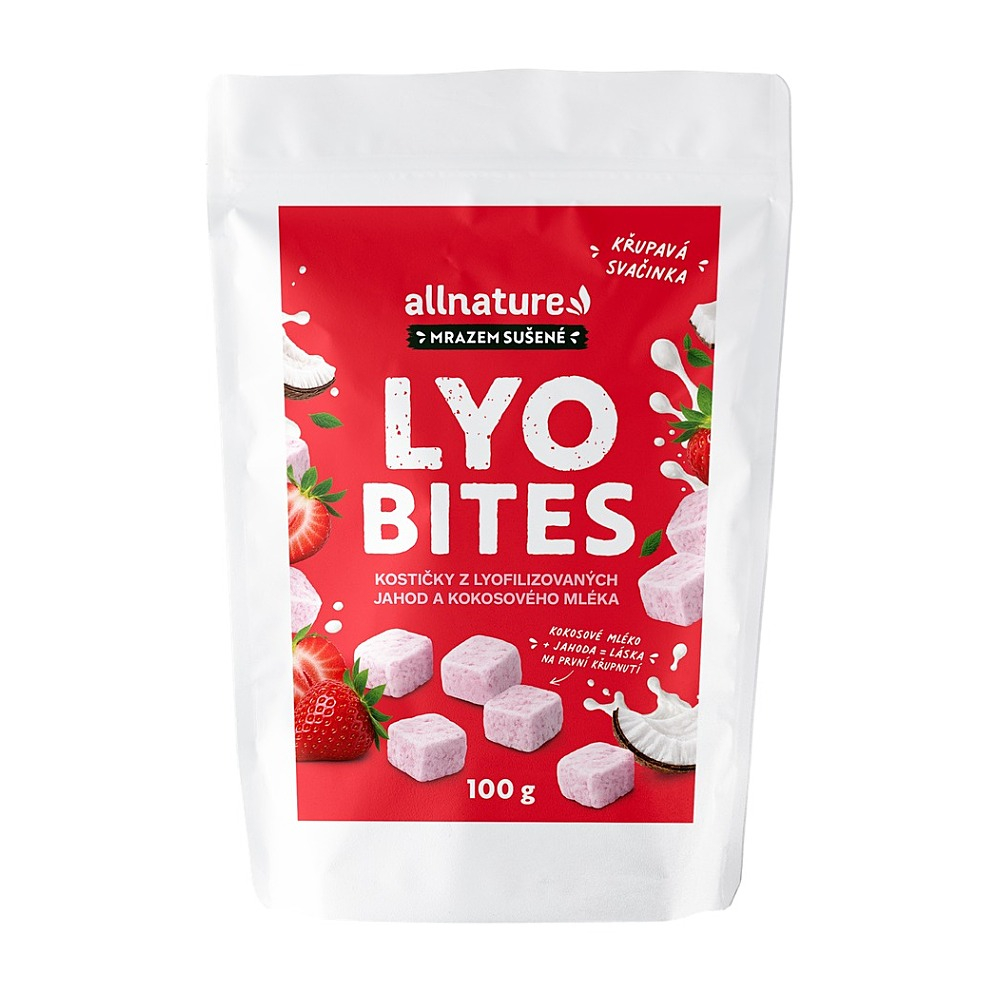 ALLNATURE Lyo Bites kostičky sušené mrazem Jahoda 100 g