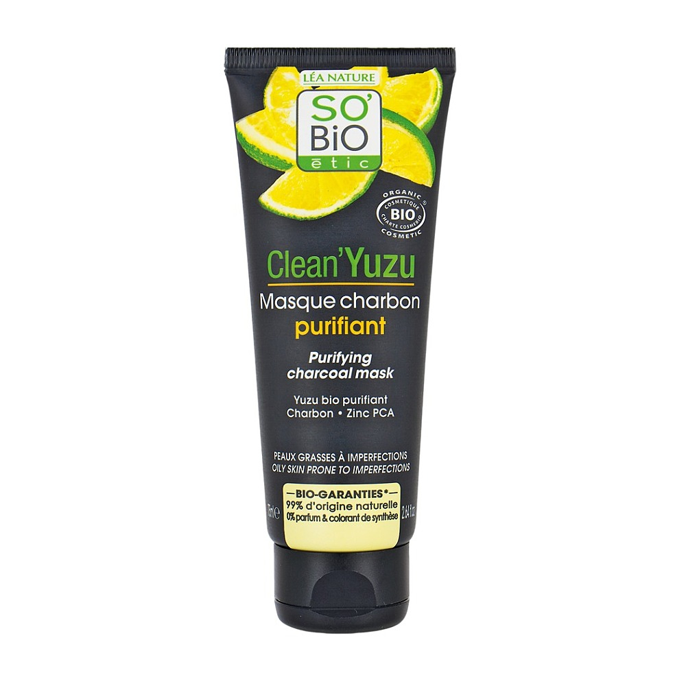 SO´BIO Étic Čisticí maska s aktivním uhlím Clean Yuzu BIO 75 ml