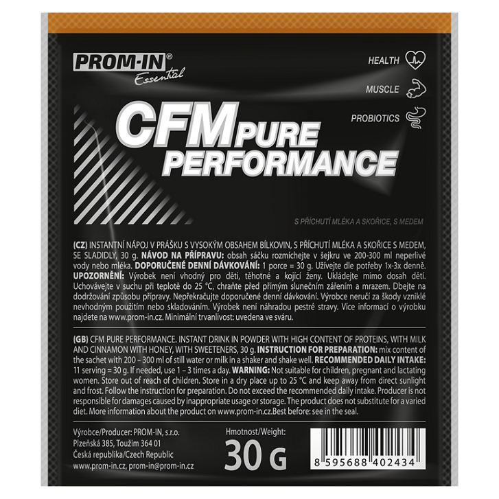Levně PROM-IN CFM Pure Performance mléko s medem a skořicí 30 g