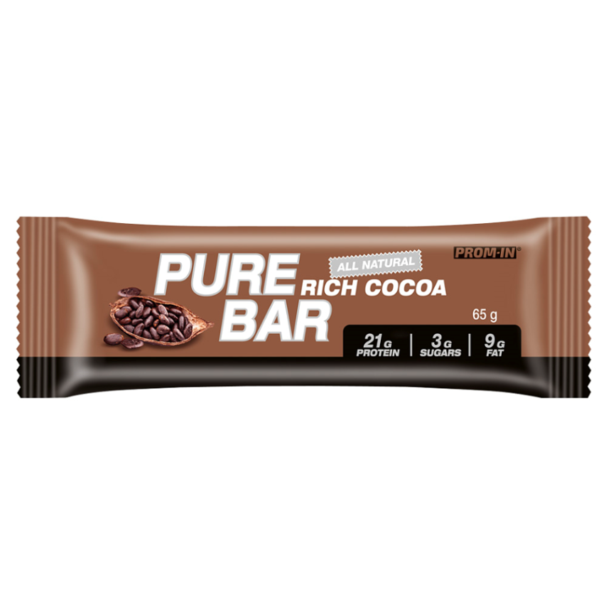 Levně PROM-IN Essential Pure bar proteinová tyčinka natural kakao 65 g
