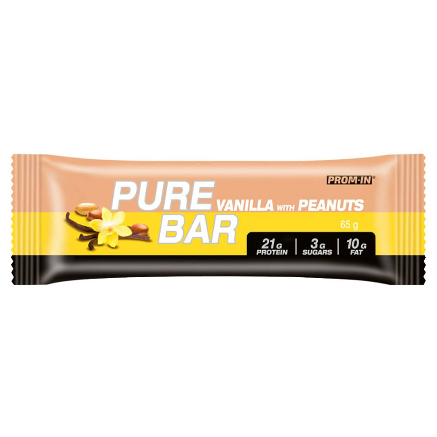 Levně PROM-IN Essential Pure bar proteinová tyčinka vanilka s arašídy 65 g