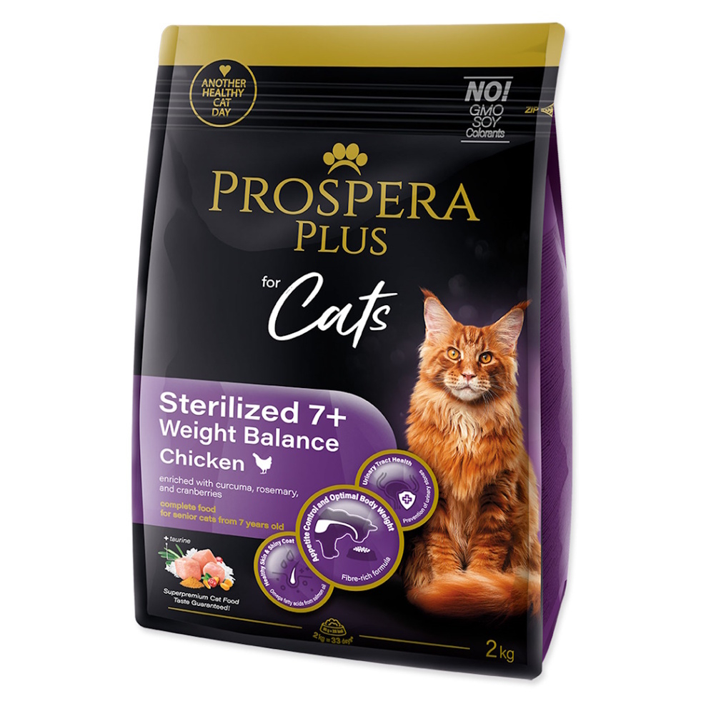 PROSPERA PLUS Sterilized 7+Chicken Weight Balance Krmivo pro kočky 1 kus, Hmotnost balení (g): 2 kg