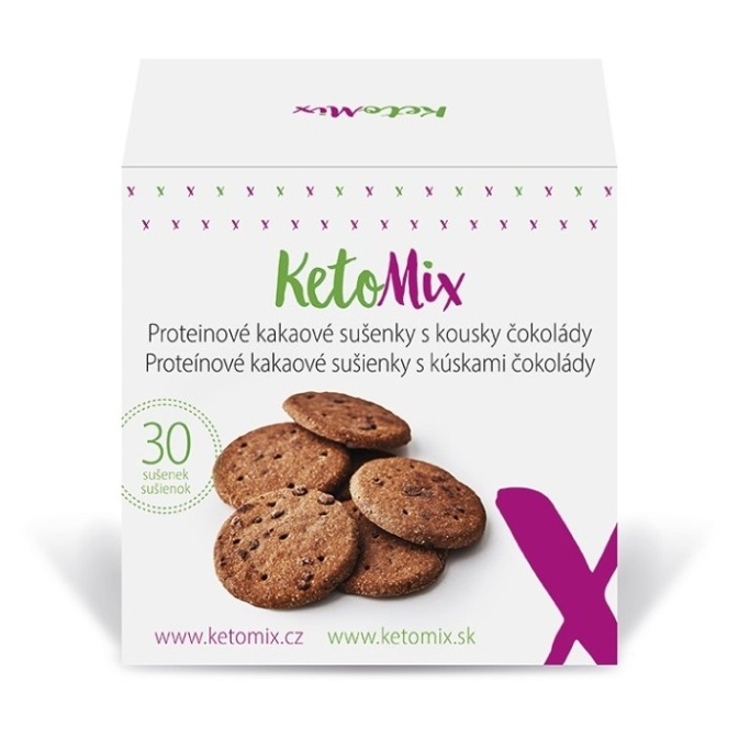 Levně KETOMIX Proteinové kakaové sušenky s kousky čokolády 30 ks