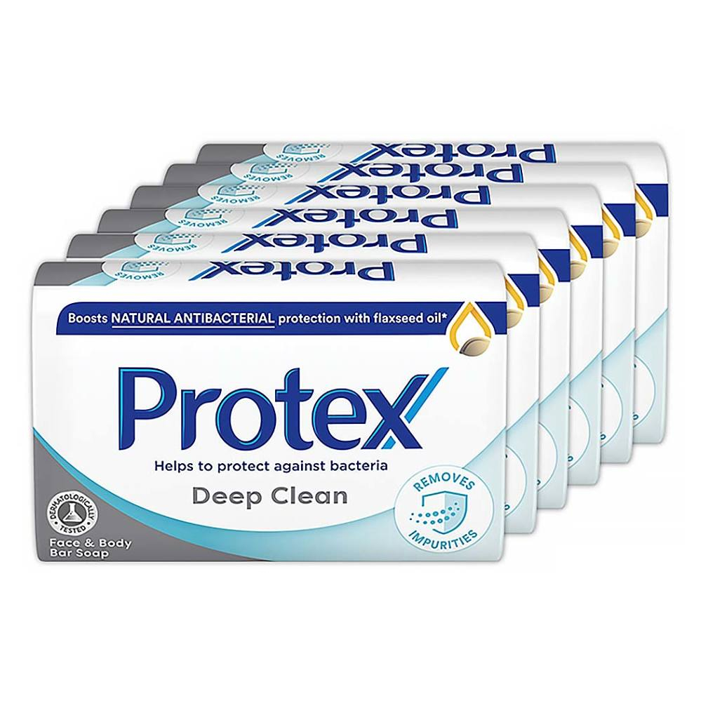 Levně PROTEX Deep Clean Tuhé mýdlo s přirozenou antibakteriální ochranou 6 x 90 g