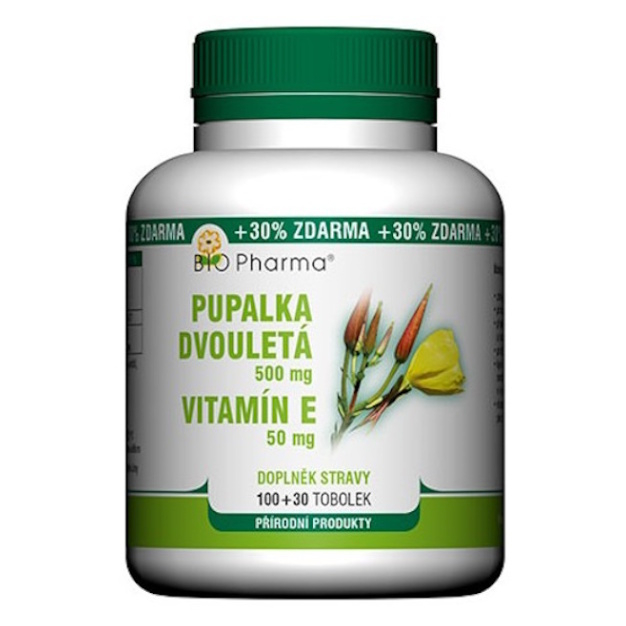 Levně BIO PHARMA Pupalka dvouletá 500 mg + vitamín E 50 mg 100 + 30 tobolek