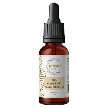 PURAVIA LABS Kids vitamín d3 + k2 v bio olivovém oleji vegan 30 ml (Vitamíny a multivitamíny pro děti) - Vícesložkové