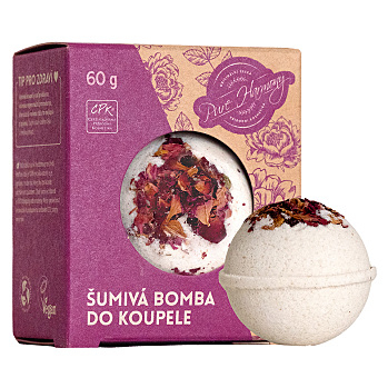 PURE HARMONY Šumivka růže 60 g (Šumivé koule do koupele) - Šumivé, Vyživující, Přírodní