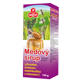 PURUS MEDA Medový sirup jitrocel + tymián + mateřídouška + vitamín C 100 g