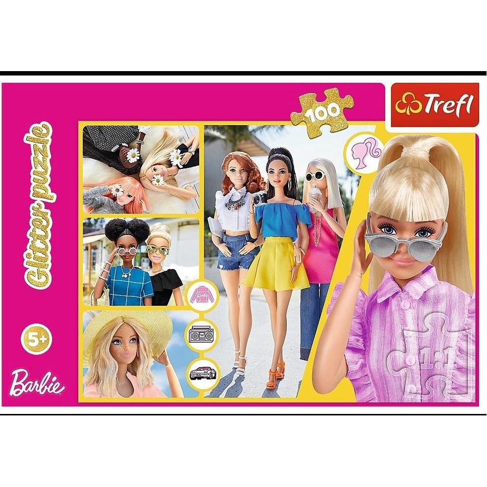 Levně TREFL Puzzle Glitter Třpytivá Barbie/Mattel 100 ks