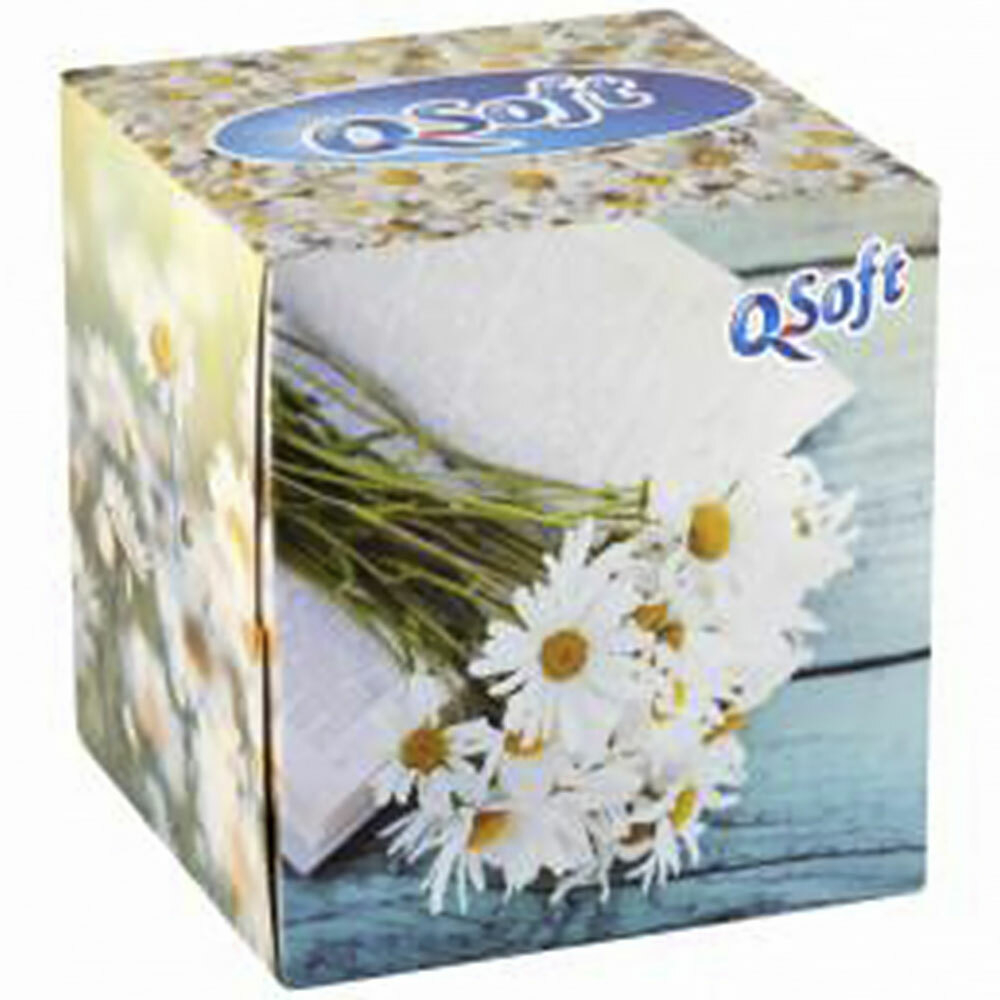 Levně Q-SOFT Papírové kapesníky 3-vrstvé Daisy BOX 60 ks