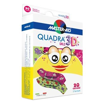 MASTER AID Quadra 3D Dívky dětská barevná náplast 20 kusů 2 velikosti (Náplasti dělené)