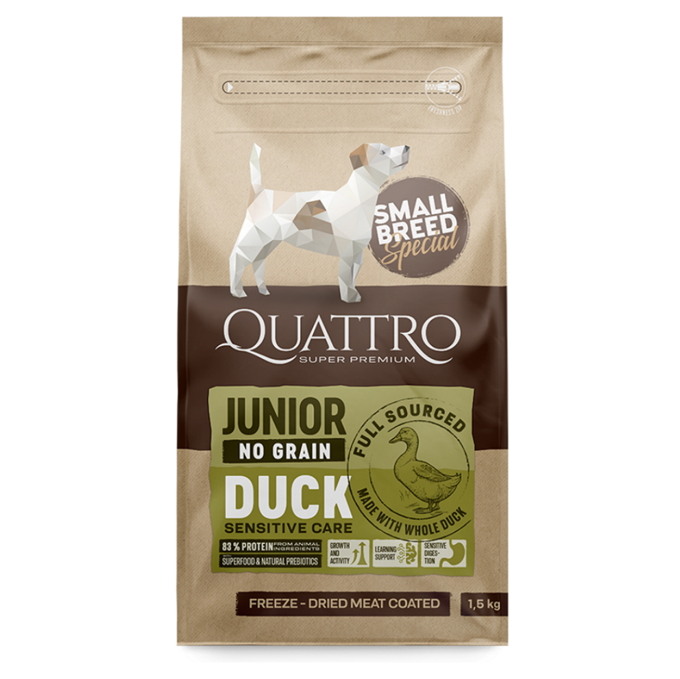 Levně QUATTRO Dry SB Junior Kachna granule pro psy 1 ks, Hmotnost balení: 7 kg