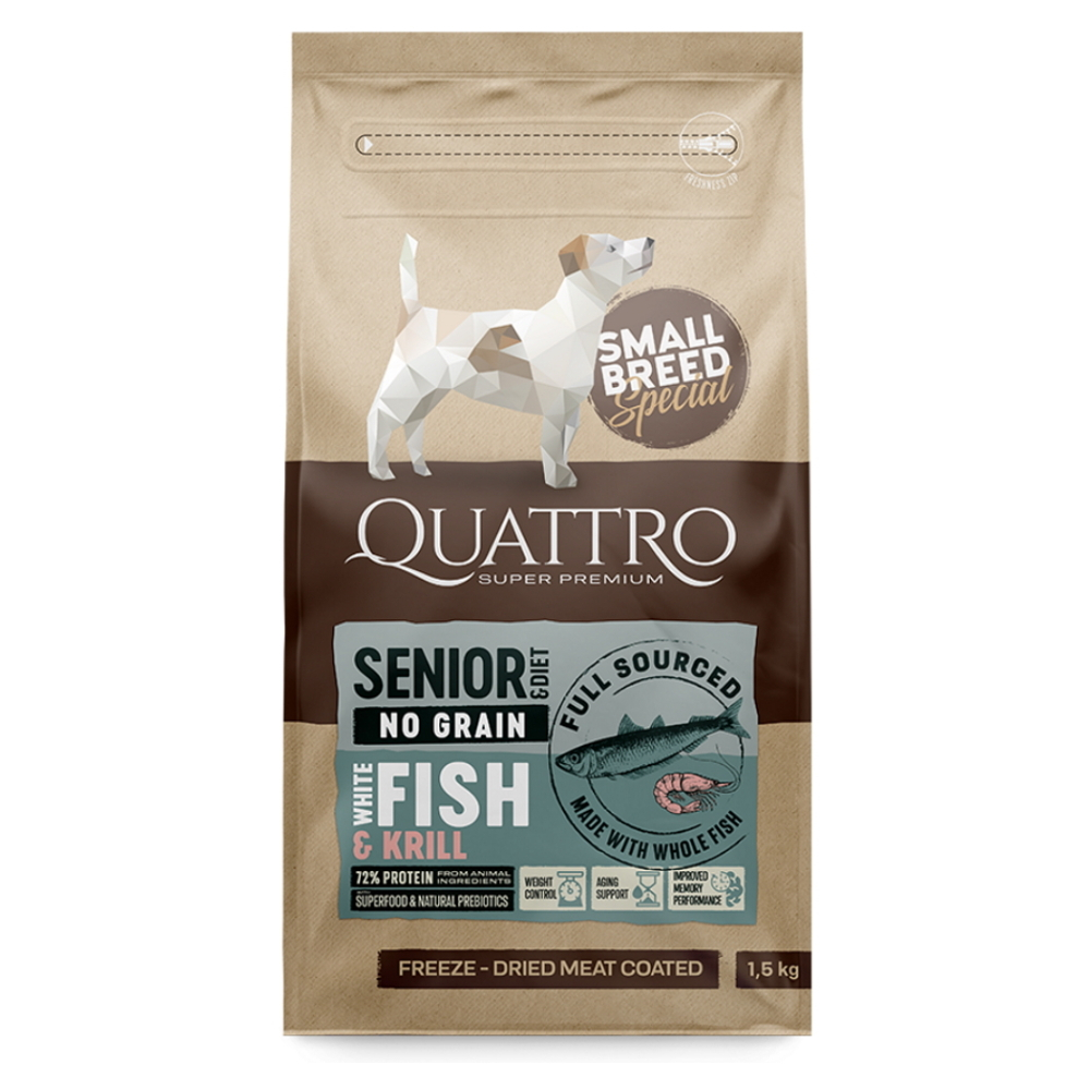 QUATTRO Dry SB Senior/Dieta Ryby & Krill granule pro psy 1,5 kg