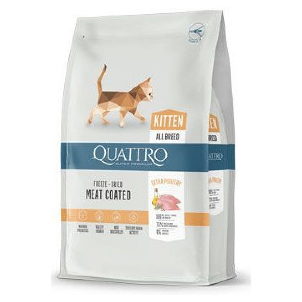 Levně QUATTRO Dry Premium all Breed Kitten drůbež granule pro koťata 1,5 kg