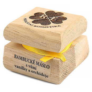 RAE Bambucké máslo s vanilkou a orchidejí čístá dřevěná krabička 30 ml
